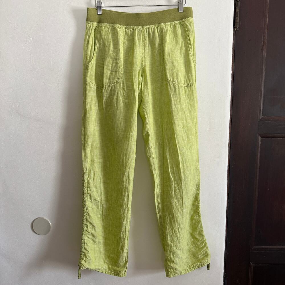 TOAD & Co | Lina Lime Green Linen Convertible Wide Leg Pants | Medium